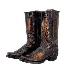 Vtg 70s/80s Wrangler 5630 Square Toe Cowboy Boots Phoenix Stitched Mens 10 D